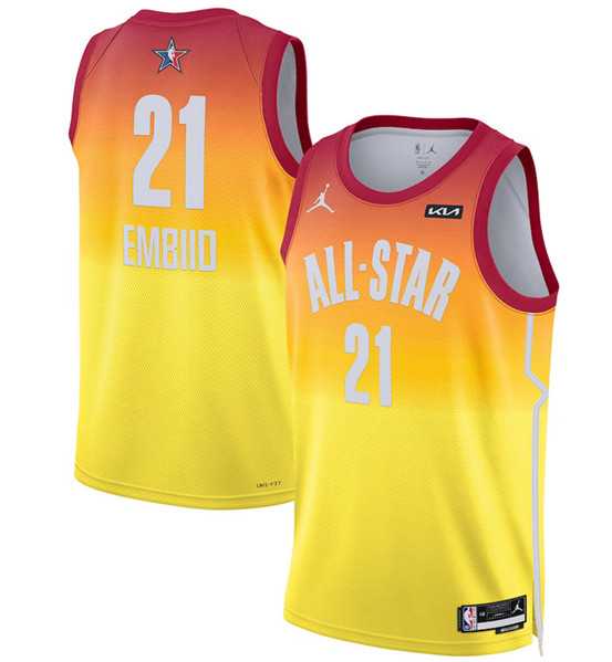 Men%27s 2023 All-Star #21 Joel Embiid Orange Game Swingman Stitched Basketball Jersey Dzhi->2023 all star->NBA Jersey